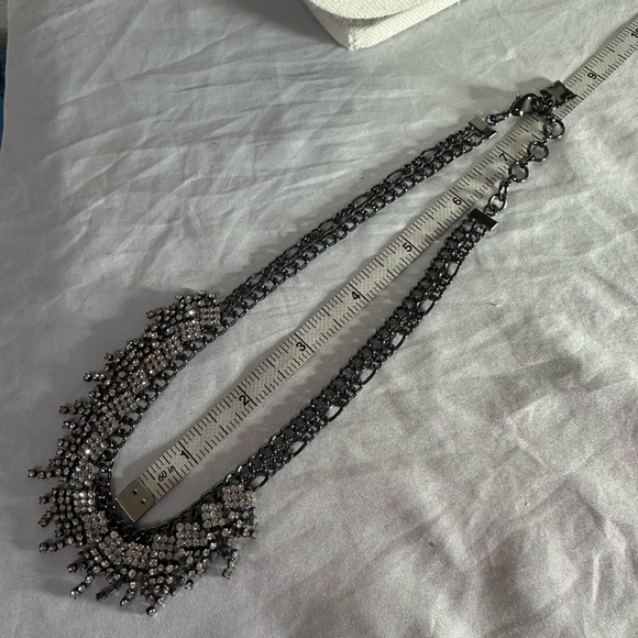 Black chainmail vibe necklace with sparkly clusters rhinestones - Picture 6 of 8